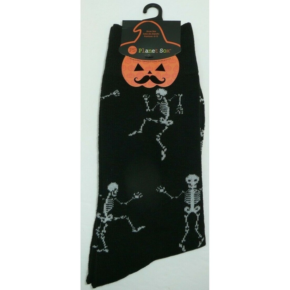Dancing Skeletons Men's Crew Socks Trick or Treat Halloween Bone Gift Planet Sox